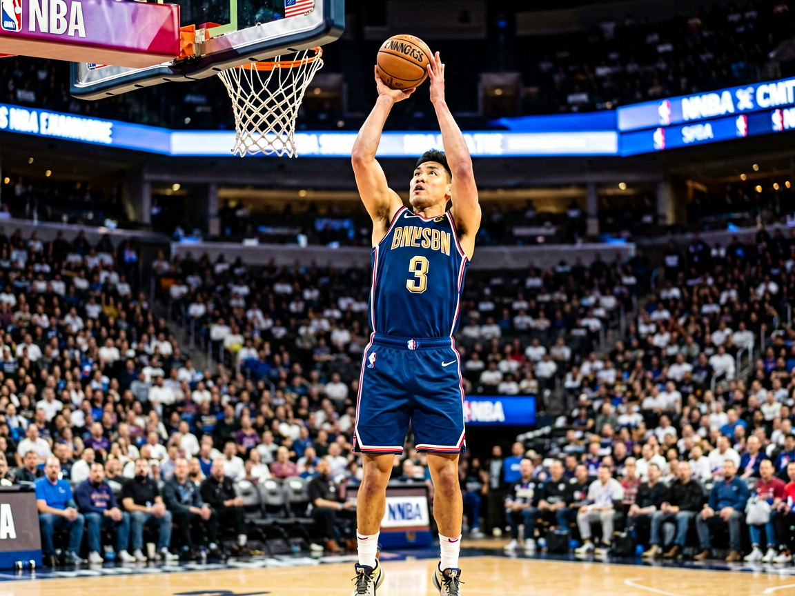 NBA篮球比赛中球员跳投瞬间